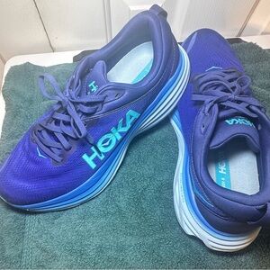 Hoka Vibrant Blue and Green Running Shoes